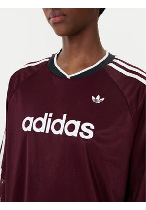 Adidas - adidas Bluzka KC6432 Bordowy Oversize. Kolor: czerwony. Materiał: syntetyk