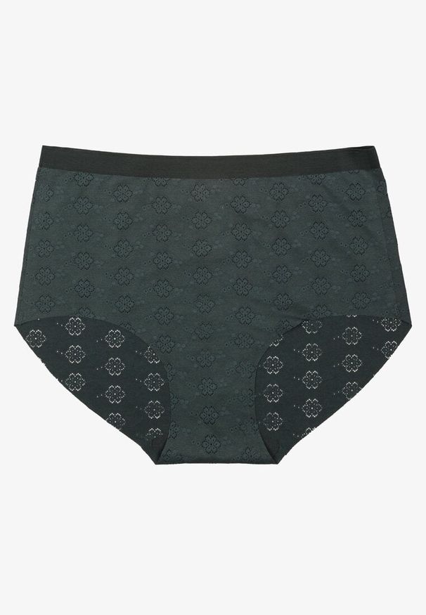 Born2be - Ciemnozielona Bielizna Modelująca Majtki z Wysokim Stanem Lilivirae. Stan: podwyższony. Kolor: zielony. Materiał: jeans