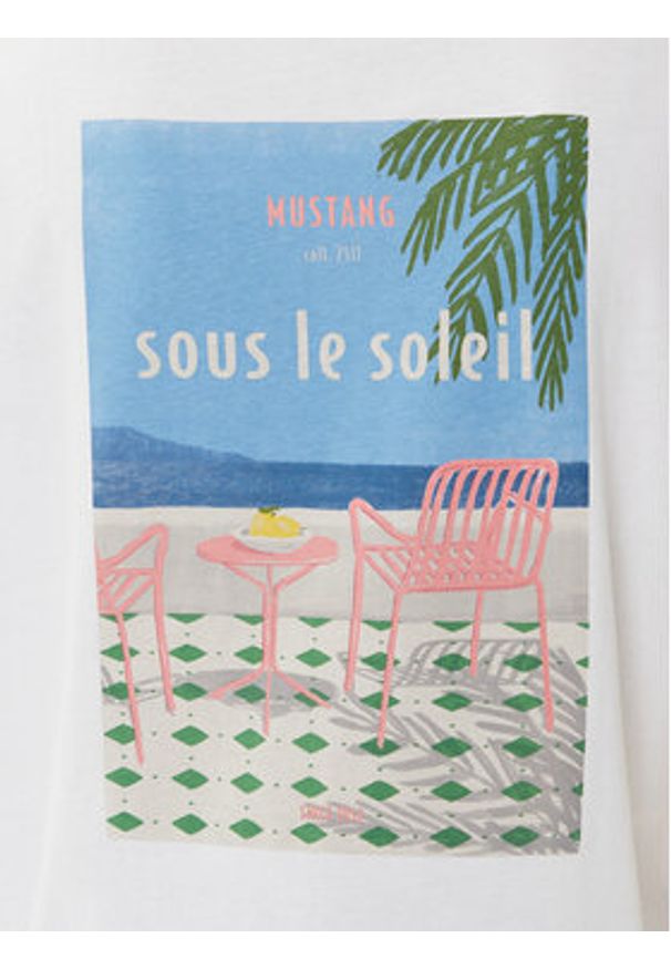 Mustang T-Shirt Floris 1016158 Biały Relaxed Fit. Kolor: biały. Materiał: bawełna