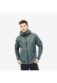 quechua - Kurtka turystyczna męska Quechua MH500 wodoodporna. Kolor: zielony. Materiał: elastan, materiał. Sport: wspinaczka, turystyka piesza