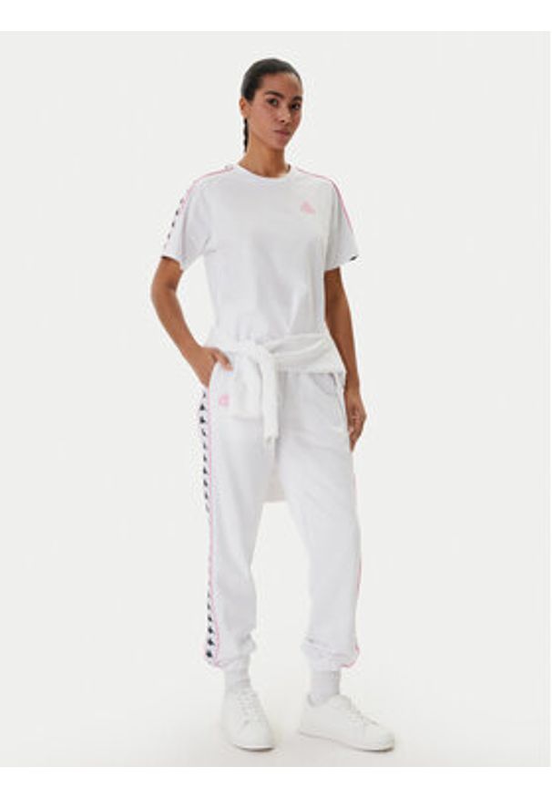 Kappa Spodnie dresowe Banda Adina 321Y8EW Biały Regular Fit. Kolor: biały. Materiał: bawełna
