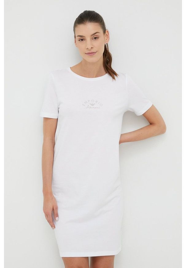 Emporio Armani Underwear koszulka nocna 164425.2R223 damska kolor biały. Kolor: biały. Materiał: materiał, dzianina. Długość: krótkie