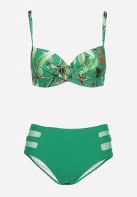 Born2be - Zielone Bikini Majtki Figi z Siateczkowymi Wstawkami i Biustonosz w Liście Kinella. Kolor: zielony #5