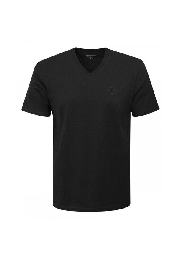 Koszulka Męska (T-Shirt) - Pako Jeans - Czarna, Dekolt V-Neck (Serek). Okazja: na co dzień. Kolor: czarny. Materiał: bawełna. Styl: casual