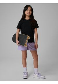 4f - 4F T-shirt regular gładki dziewczęcy - czarny 164 (13-14 lat). Okazja: na uczelnię, na co dzień, na spacer. Kolor: czarny. Materiał: materiał, bawełna, skóra, dzianina. Wzór: gładki. Sezon: lato. Styl: casual #2