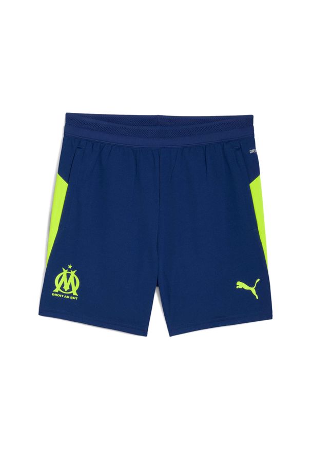 Puma - Krótki chłopięcy OM. Kolor: niebieski. Długość: krótkie. Sport: piłka nożna