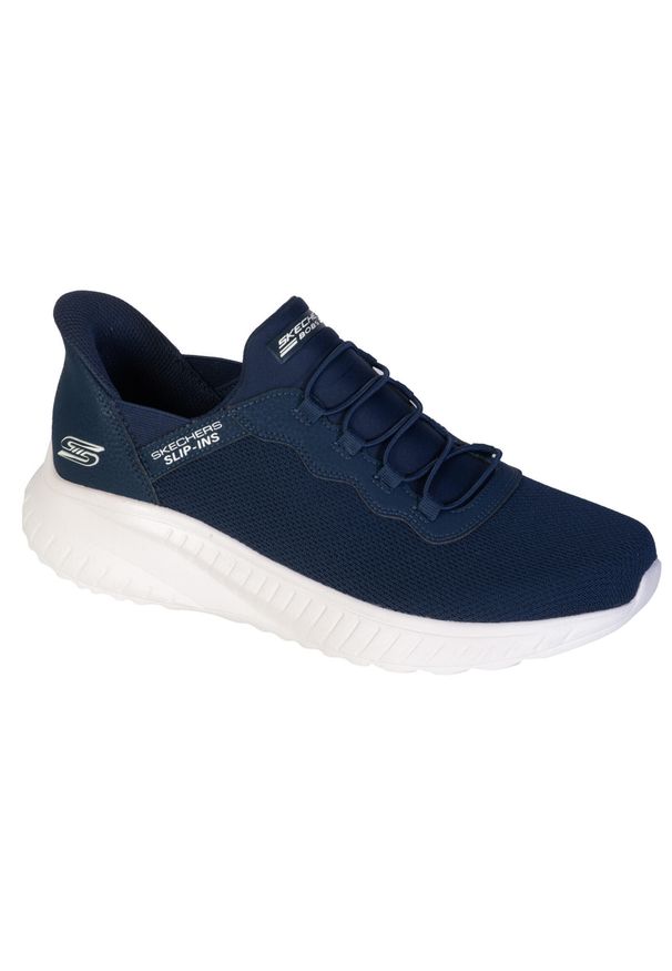 skechers - Buty do chodzenia męskie Skechers Slip-ins. Zapięcie: sznurówki. Kolor: niebieski. Materiał: tkanina. Szerokość cholewki: normalna. Sport: turystyka piesza