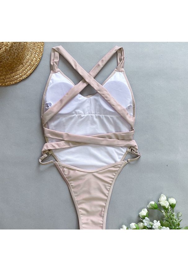 Intica - Strój kąpielowy jednoczęściowy z krzyżującymi ramiączkami odporny na chlor Otylie. Kolor: czerwony. Materiał: materiał, tkanina