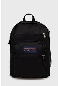 JanSport - Jansport plecak kolor czarny duży z aplikacją. Kolor: czarny. Wzór: aplikacja