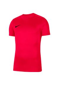 Koszulka piłkarska dziecięca Nike Dry Park VII treningowa szybkoschnąca Dri Fit. Kolor: czerwony. Technologia: Dri-Fit (Nike). Sport: piłka nożna