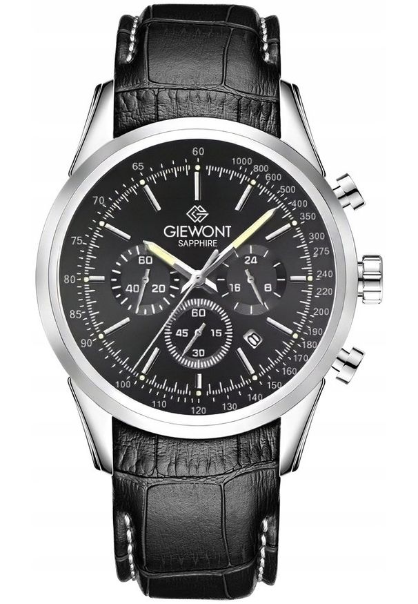 Zegarek Giewont Zegarek Męski Giewont Chronograph Sapphire Srebrno Czarny GW7650-A2. Kolor: czarny, srebrny, wielokolorowy