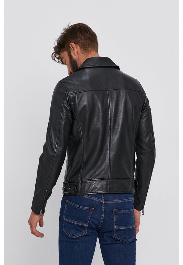 Guess - Ramoneska skórzana. Okazja: na co dzień. Kolor: czarny. Materiał: skóra. Styl: casual