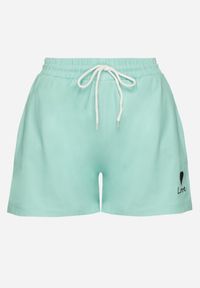 Born2be - Jasnozielone Dresowe Szorty o Prostym Kroju z Wiązaniem i Kieszeniami Foladea. Okazja: na co dzień, na spacer. Kolor: zielony. Materiał: dresówka. Styl: klasyczny, casual