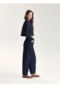 Reserved - Jeansy barrel leg - granatowy. Kolor: niebieski #1