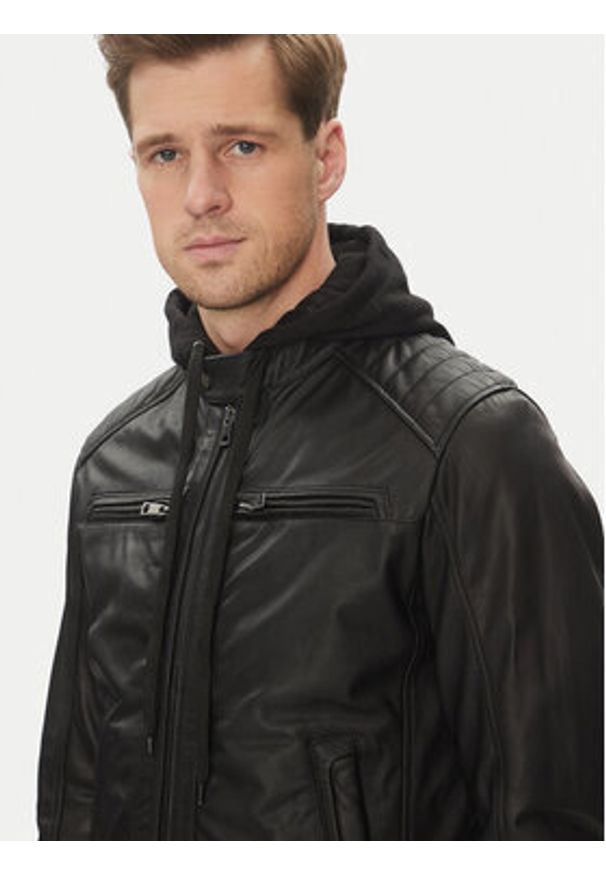 Serge Pariente Kurtka skórzana Sean Czarny Regular Fit. Kolor: czarny. Materiał: skóra