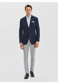 Pako Lorente - PAKO LORENTE – Granatowa żakardowa marynarka męska. Kolor: niebieski. Materiał: żakard #10