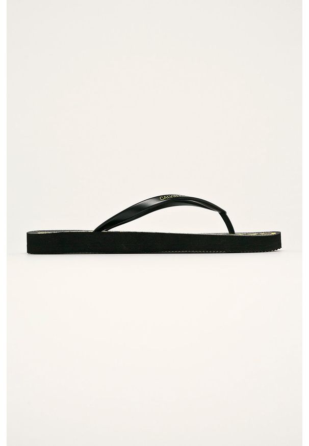 Calvin Klein Jeans - Japonki. Kolor: czarny. Materiał: syntetyk, materiał. Wysokość obcasa: bez obcasa, niski