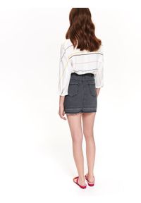 TOP SECRET - Spódnica mini z suwakami. Kolor: szary. Materiał: jeans, tkanina. Długość: krótkie. Sezon: wiosna, lato #2