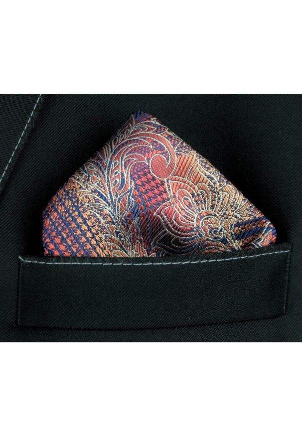 Elegancka Poszetka Męska - Alties - Odcienie Miedziano-Czerwone. Kolor: czerwony. Materiał: poliester