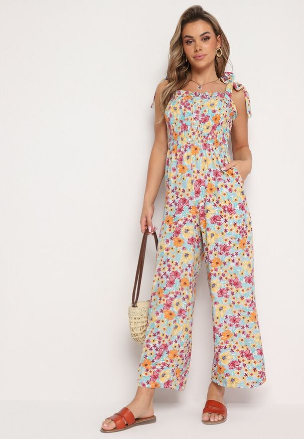 Born2be - Niebiesko-Różowy Kombinezon Alemonice. Kolor: niebieski. Długość rękawa: na ramiączkach. Długość: długie. Styl: klasyczny