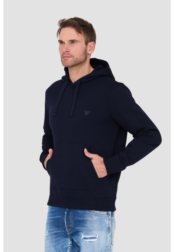 Guess - GUESS Granatowa bluza z kapturem. Typ kołnierza: kaptur. Kolor: niebieski