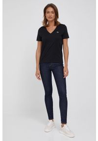 Lacoste t-shirt bawełniany TF8392 kolor czarny TF8392-CPM. Kolor: czarny. Materiał: bawełna. Długość rękawa: krótki rękaw. Długość: krótkie. Wzór: gładki #3