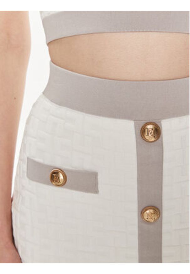 Elisabetta Franchi Spódnica mini GK-98B-42E2-004477 Biały Slim Fit. Kolor: biały. Materiał: wiskoza, syntetyk