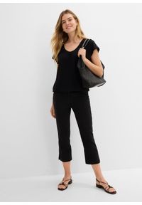 bonprix - T-shirt z mieszanki wiskozy. Typ kołnierza: dekolt w serek. Kolor: czarny. Materiał: wiskoza. Długość rękawa: krótki rękaw. Długość: krótkie #3