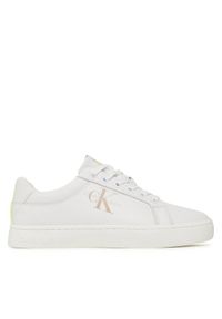 Calvin Klein Jeans Sneakersy Classic Cupsole Fluo Contrast YM0YM00603 Biały. Kolor: biały. Materiał: skóra #1