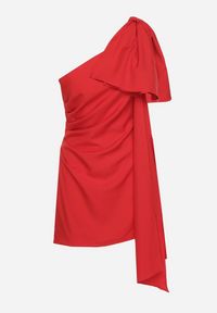 Born2be - Czerwona Asymetryczna Sukienka z Kokardą na Ramieniu Morrise. Typ kołnierza: kokarda. Kolor: czerwony. Typ sukienki: asymetryczne. Styl: elegancki #4