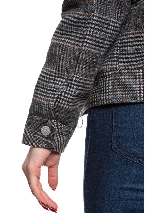 Lee - LEE WOOL CHECK SHERPA JK KHAKI L56XVLMH 112113153. Kolor: brązowy