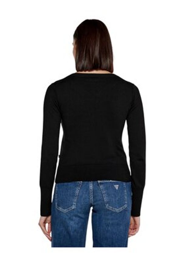 Guess Jeans Sweter w4br84z3ho2-jblk Czarny Regular Fit. Kolor: czarny. Materiał: syntetyk