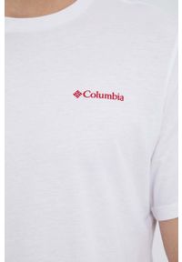 columbia - Columbia t-shirt męski kolor biały z nadrukiem. Kolor: biały. Wzór: nadruk