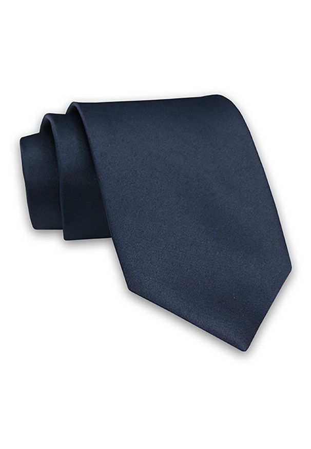 Granatowy Jednokolorowy Męski Krawat -Chattier- 8cm, Klasyczny, Elegancki, Gładki, Szeroki. Kolor: niebieski. Materiał: tkanina. Wzór: gładki. Styl: klasyczny, elegancki