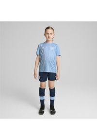 Puma - Młodzieżowa koszulka przedmeczowa z krótkim rękawem Manchester City PUMA. Kolor: biały, niebieski, wielokolorowy. Długość rękawa: krótki rękaw. Długość: krótkie