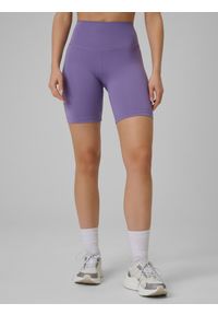 4f - 4F Legginsy kolarki treningowe damskie - fioletowe M. Stan: podwyższony. Kolor: fioletowy. Materiał: włókno #2