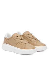 TOMMY HILFIGER - Tommy Hilfiger Sneakersy Th Chic Platform FW0FW09396 Brązowy. Kolor: brązowy. Materiał: skóra. Obcas: na platformie #4
