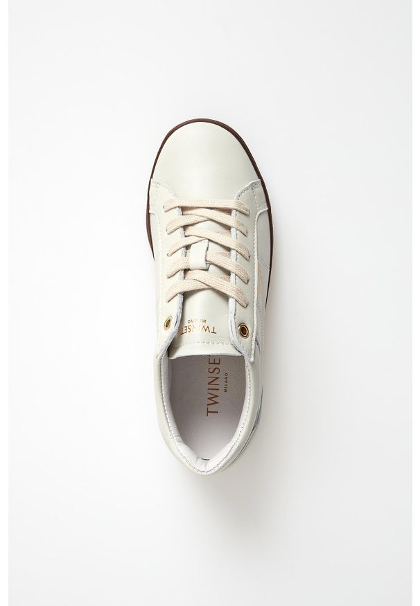 Twinset Milano - Sneakersy damskie skórzane TWINSET. Materiał: skóra