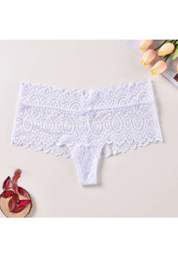 Intica - Szorty koronkowe damskie na specjalne okazje Siglinde. Kolor: biały. Materiał: koronka. Wzór: koronka