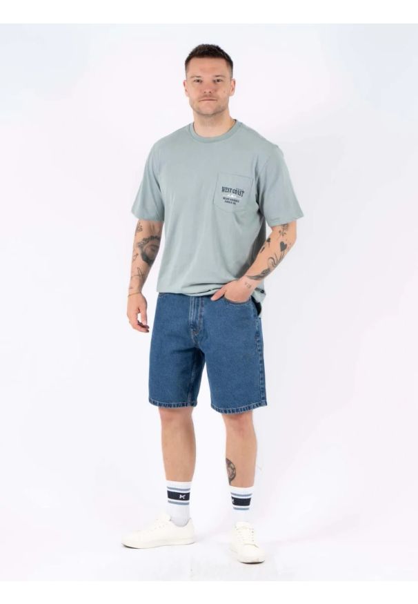 MARCUS - Męskie Spodenki Jeansowe Marcus Justin 2239 Shorts Med. Blue Wash 2-7000168. Materiał: jeans