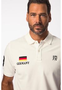 JAY-PI - Męska Koszulka polo FLEXNAMIC® piłka nożna rękaw 1/2 kołnierzyk polo. Typ kołnierza: polo. Kolekcja: plus size. Kolor: biały. Materiał: bawełna, elastan, materiał