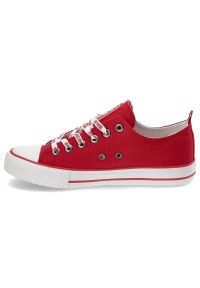 Big-Star - Czerwone Trampki Big Star Damskie Wygodne Buty. Kolor: czerwony. Materiał: materiał. Szerokość cholewki: normalna. Wzór: nadruk. Styl: sportowy