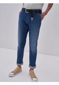 Big-Star - Spodnie chinosy męskie jeansowe Logan 482. Kolor: niebieski. Styl: klasyczny