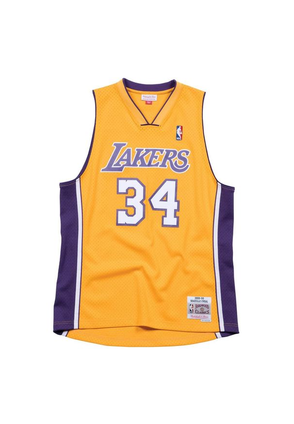 Mitchell & Ness - Koszulka NBA Los Angeles Lakers 1999/00 Shaquille O'Neal. Kolor: żółty, wielokolorowy, pomarańczowy. Materiał: jersey. Długość rękawa: bez rękawów. Sport: koszykówka