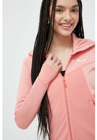 Salewa bluza sportowa damska kolor różowy z kapturem wzorzysta. Typ kołnierza: kaptur. Kolor: różowy. Materiał: materiał. Styl: sportowy #3
