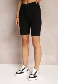 Renee - Czarne Szorty do Kolana z Wysokim Stanem Betria. Okazja: na co dzień. Stan: podwyższony. Kolor: czarny. Styl: klasyczny, casual #4