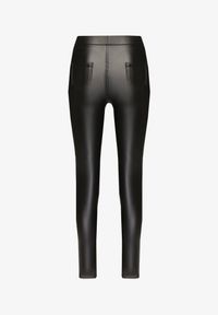 Born2be - Czarne Legginsy z Ekoskóry z Wysokim Stanem i Wsuwanymi Kieszeniami Rievalia. Stan: podwyższony. Kolor: czarny. Materiał: skóra. Sezon: zima #4