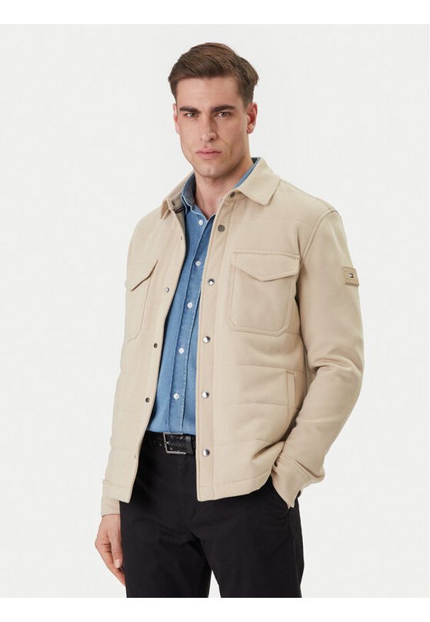 TOMMY HILFIGER - Tommy Hilfiger Kurtka przejściowa Mix Media MW0MW42486 Beżowy Regular Fit. Kolor: beżowy. Materiał: bawełna