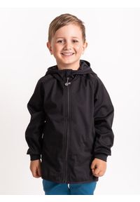 UNUO - Kurtka softshellowa dziecięca bez ocieplenia, elastyczna Basic, czarna. Kolor: czarny. Materiał: softshell. Sezon: lato, jesień, wiosna