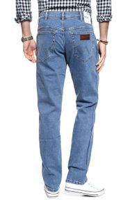 Wrangler - WRANGLER SPODNIE MĘSKIE TEXAS SLIM BLUE HONOR W12SM511Q. Wzór: aplikacja #10